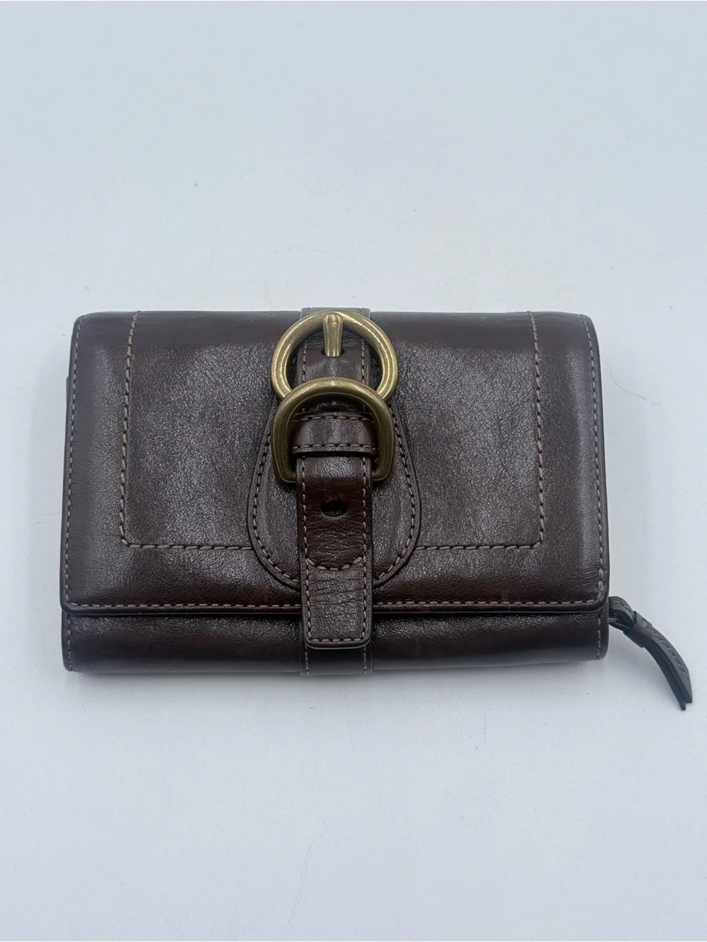 Vintage Coach Soho Buckle Trifold Leather Women’s Wallet Turquoise Interior